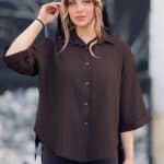 شومیز جلو باز آستین پاکتی کد 1318