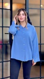 شومیز جلو باز یقه مردانه کد 1317
